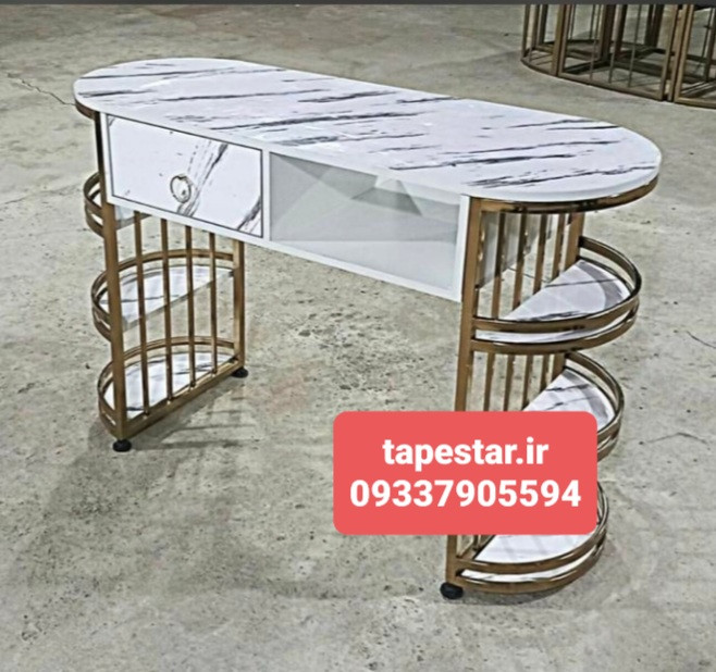 میز ناخن آرایشگاهی دوطرف استند طلایی نقره ای تک کشو ارسال به سراسر ایران امکان خرید حضوری